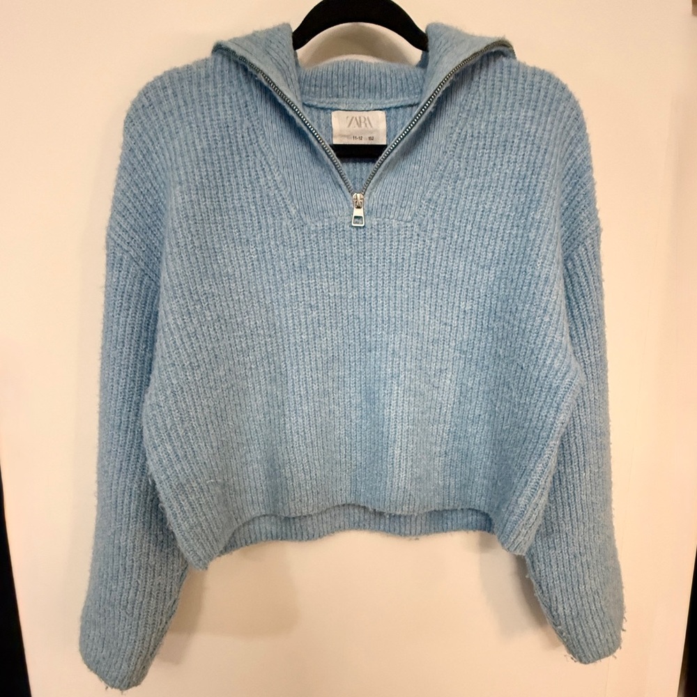 Zara Light Blue Quarter Zip Sweater